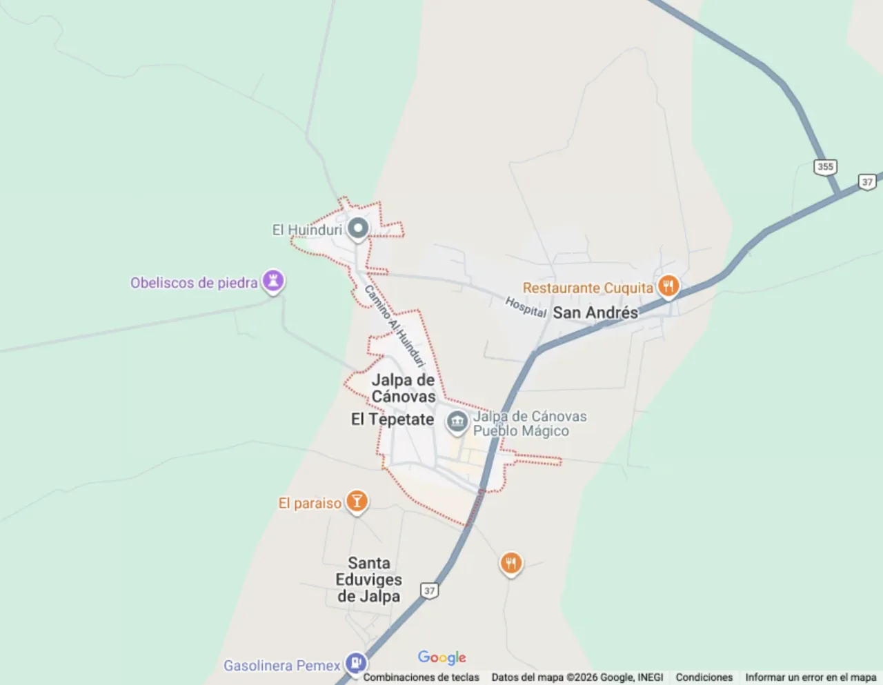 Mapa de la ubicación de Paseo Condesa en Jalpa de Cánovas